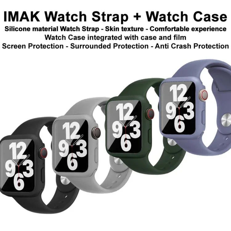Étui et film de protection intégrés imak avec bracelet en silicone, pour Apple Watch SE 1/2/3/Series 4/5/6 44 mm et 40 mm.
