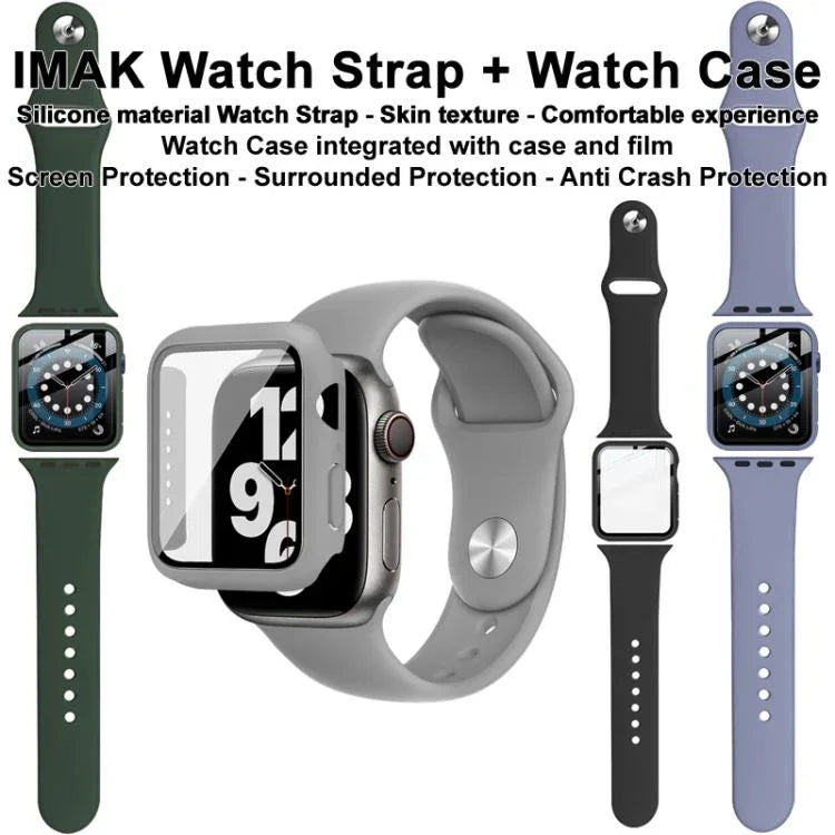 Étui et film de protection intégrés imak avec bracelet en silicone, pour Apple Watch SE 1/2/3/Series 4/5/6 44 mm et 40 mm.