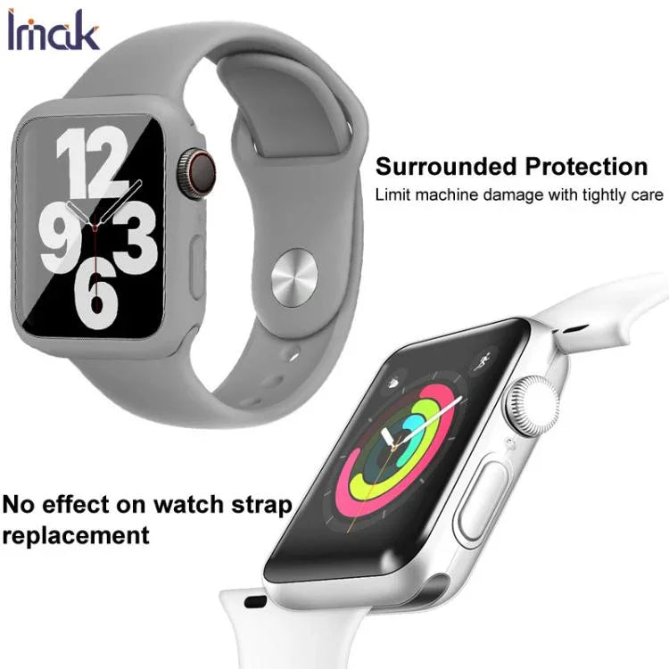 Étui et film de protection intégrés imak avec bracelet en silicone, pour Apple Watch SE 1/2/3/Series 4/5/6 44 mm et 40 mm.