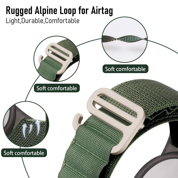 xDfind Housse de protection de traqueur anti-perte en nylon à boucle argentée, pour AirTag 2e génération / AirTag 1re génération