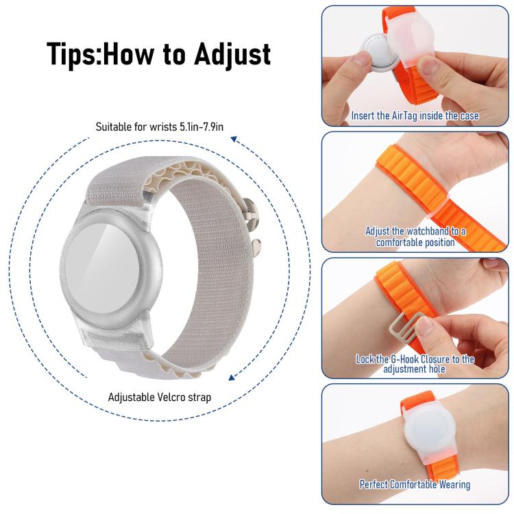 xDfind Housse de protection de traqueur anti-perte en nylon à boucle argentée, pour AirTag 2e génération / AirTag 1re génération