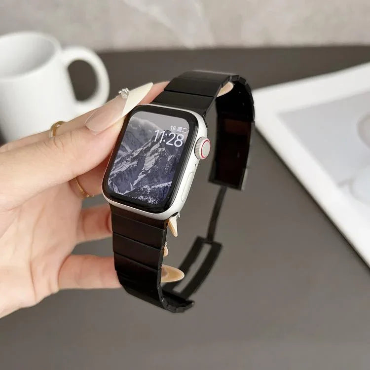 Bracelet de montre en acier inoxydable à perle unique et à dégagement rapide, compatible avec les Apple Watch 46 mm / 49 mm / 45 mm / 44 mm et 42 mm / 41 mm / 40 mm / 38 mm.