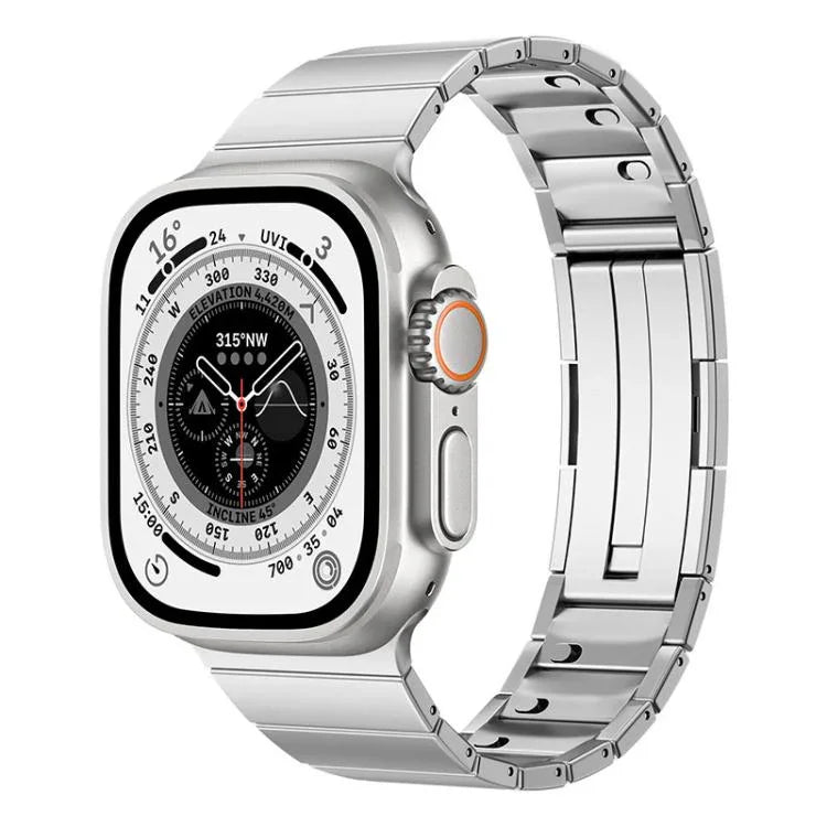 Bracelet de montre en acier inoxydable à perle unique et à dégagement rapide, compatible avec les Apple Watch 46 mm / 49 mm / 45 mm / 44 mm et 42 mm / 41 mm / 40 mm / 38 mm.