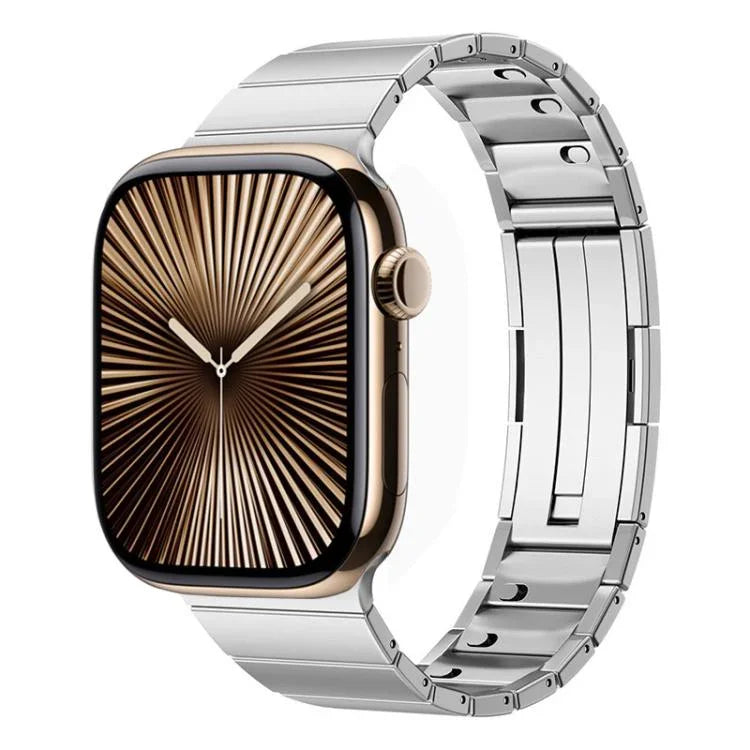 Bracelet de montre en acier inoxydable à perle unique et à dégagement rapide, compatible avec les Apple Watch 46 mm / 49 mm / 45 mm / 44 mm et 42 mm / 41 mm / 40 mm / 38 mm.