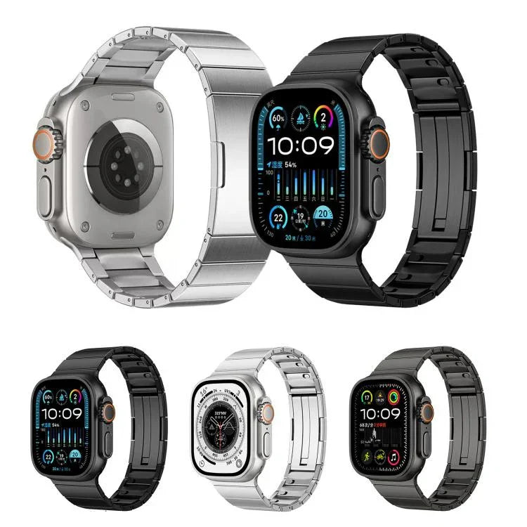 Bracelet de montre en acier inoxydable à perle unique et à dégagement rapide, compatible avec les Apple Watch 46 mm / 49 mm / 45 mm / 44 mm et 42 mm / 41 mm / 40 mm / 38 mm.