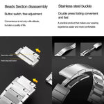 Bracelet de montre en acier inoxydable à perle unique et à dégagement rapide, compatible avec les Apple Watch 46 mm / 49 mm / 45 mm / 44 mm et 42 mm / 41 mm / 40 mm / 38 mm.