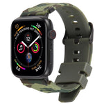 Bracelet de montre en silicone xDfind noir à motif camouflage, compatible avec Apple Watch 42/44/45/46/49 mm et Apple Watch 38/40/41/S10 42 mm.