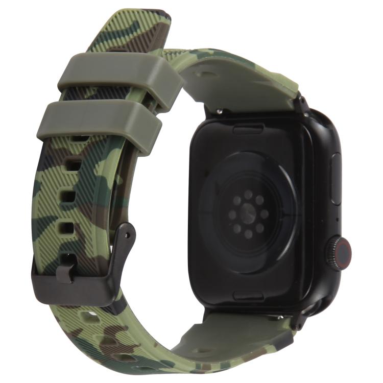 Bracelet de montre en silicone xDfind noir à motif camouflage, compatible avec Apple Watch 42/44/45/46/49 mm et Apple Watch 38/40/41/S10 42 mm.
