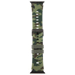 Bracelet de montre en silicone xDfind noir à motif camouflage, compatible avec Apple Watch 42/44/45/46/49 mm et Apple Watch 38/40/41/S10 42 mm.
