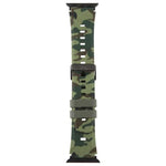 Bracelet de montre en silicone xDfind noir à motif camouflage, compatible avec Apple Watch 42/44/45/46/49 mm et Apple Watch 38/40/41/S10 42 mm.