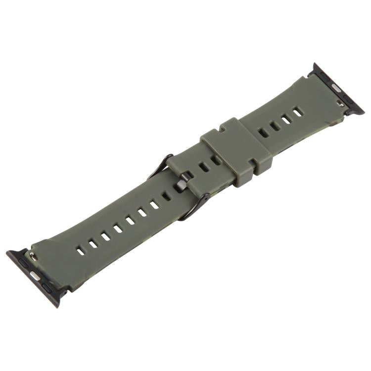 Bracelet de montre en silicone xDfind noir à motif camouflage, compatible avec Apple Watch 42/44/45/46/49 mm et Apple Watch 38/40/41/S10 42 mm.