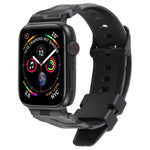 Bracelet de montre en silicone xDfind noir à motif camouflage, compatible avec Apple Watch 42/44/45/46/49 mm et Apple Watch 38/40/41/S10 42 mm.