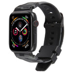 Bracelet de montre en silicone xDfind noir à motif camouflage, compatible avec Apple Watch 42/44/45/46/49 mm et Apple Watch 38/40/41/S10 42 mm.