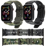 Bracelet de montre en silicone xDfind noir à motif camouflage, compatible avec Apple Watch 42/44/45/46/49 mm et Apple Watch 38/40/41/S10 42 mm.