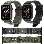 Bracelet de montre en silicone xDfind noir à motif camouflage, compatible avec Apple Watch 42/44/45/46/49 mm et Apple Watch 38/40/41/S10 42 mm.