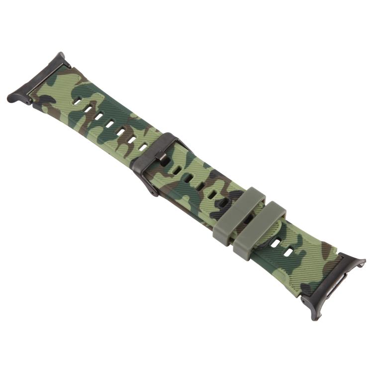 Bracelet de montre en silicone xDfind noir avec connecteur et imprimé camouflage, compatible avec Samsung Galaxy Watch Ultra / Ultra 2025 et Samsung Galaxy Watch8 / Watch8 Classic.
