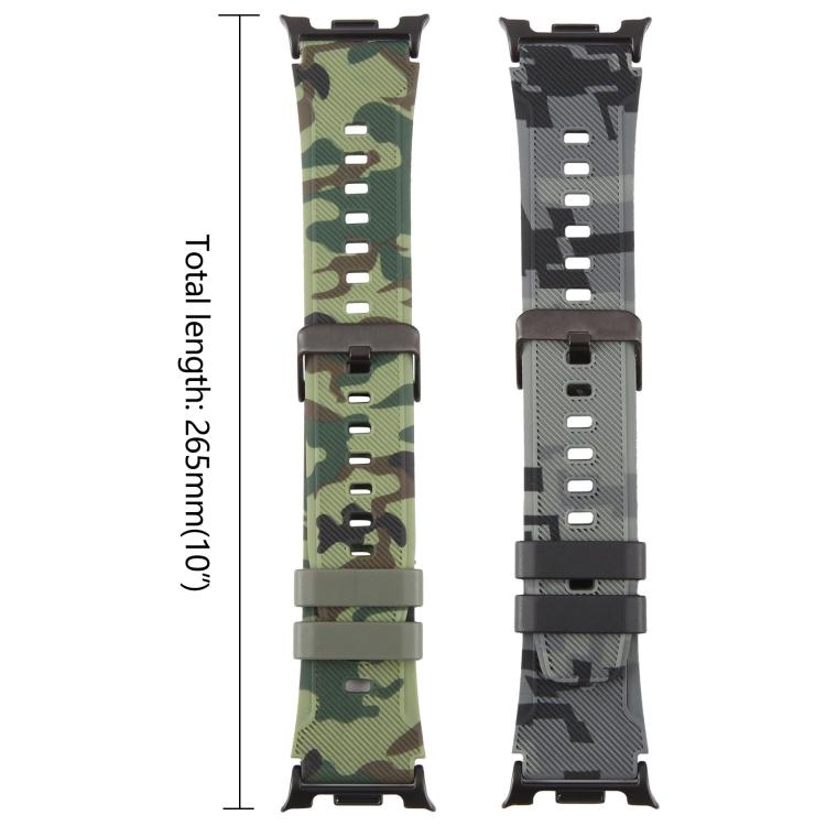 Bracelet de montre en silicone xDfind noir avec connecteur et imprimé camouflage, compatible avec Samsung Galaxy Watch Ultra / Ultra 2025 et Samsung Galaxy Watch8 / Watch8 Classic.