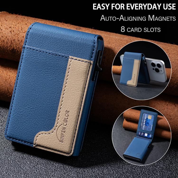 BFK28 Sac de cartes magnétique MagSafe en cuir colorblock