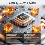 Ordinateur portable GXMO T160 16 pouces Windows 11, 16GB+512GB, processeur AMD Ryzen 5 7430U Hexa Core, prise EU, prise US, prise UK, prise AU