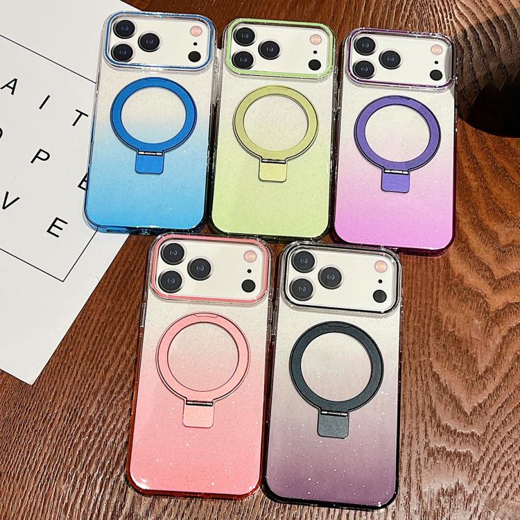 Coque de téléphone MagSafe transparente avec anneau métallique dégradé, Pour iPhone 17 Pro Max, Pour iPhone 17 Pro, Pour iPhone 17, Pour iPhone Air, Pour iPhone 16 Pro Max, Pour iPhone 16 Pro, Pour iPhone 16 Plus, Pour iPhone 16