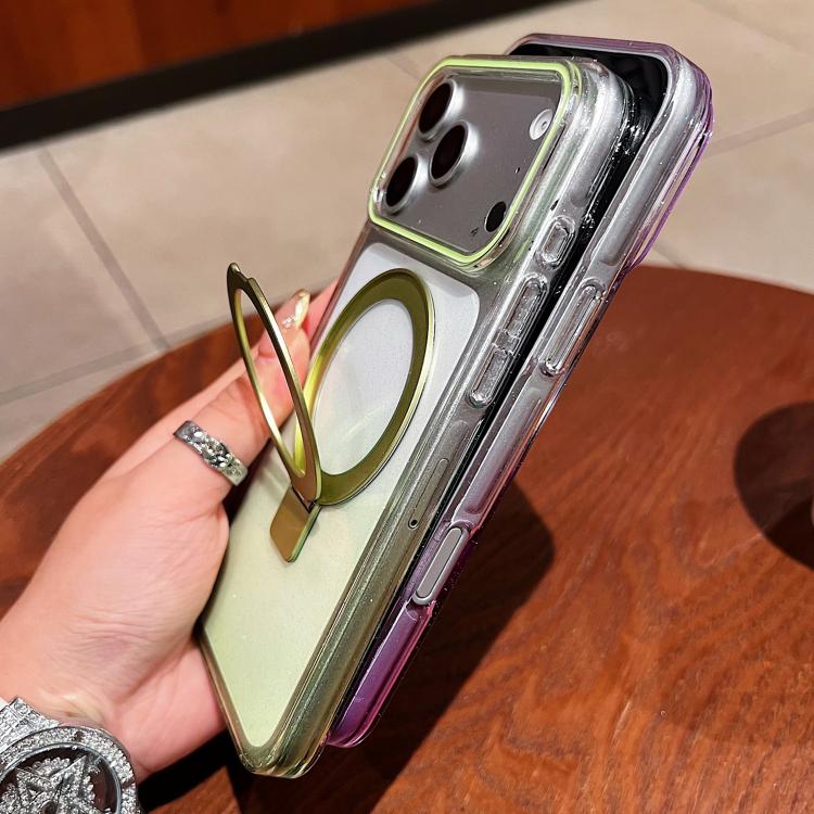 Coque de téléphone MagSafe transparente avec anneau métallique dégradé, Pour iPhone 17 Pro Max, Pour iPhone 17 Pro, Pour iPhone 17, Pour iPhone Air, Pour iPhone 16 Pro Max, Pour iPhone 16 Pro, Pour iPhone 16 Plus, Pour iPhone 16