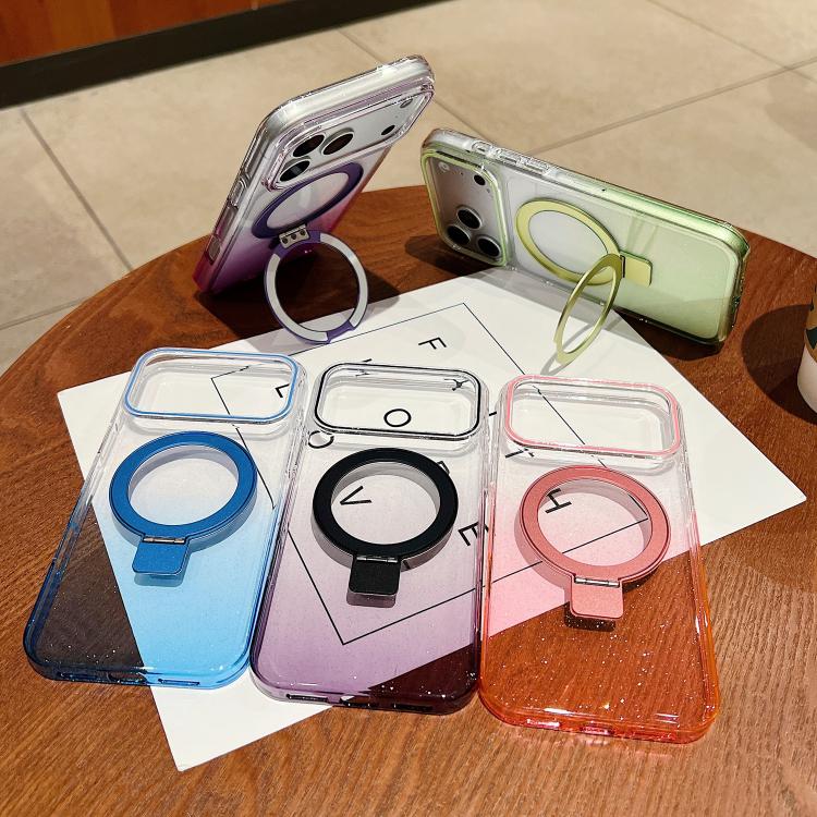 Coque de téléphone MagSafe transparente avec anneau métallique dégradé, Pour iPhone 17 Pro Max, Pour iPhone 17 Pro, Pour iPhone 17, Pour iPhone Air, Pour iPhone 16 Pro Max, Pour iPhone 16 Pro, Pour iPhone 16 Plus, Pour iPhone 16