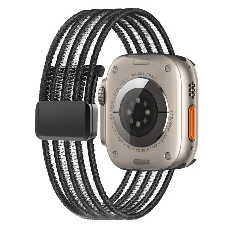 Bracelet de montre en nylon respirant effet fil de pêche, compatible avec Apple Watch 46 mm / 49 mm / 45 mm / 44 mm et Apple Watch S11 42 mm / 41 mm / 40 mm / 38 mm.