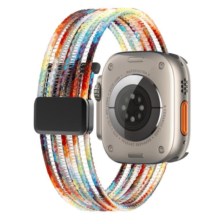 Bracelet de montre en nylon respirant effet fil de pêche, compatible avec Apple Watch 46 mm / 49 mm / 45 mm / 44 mm et Apple Watch S11 42 mm / 41 mm / 40 mm / 38 mm.