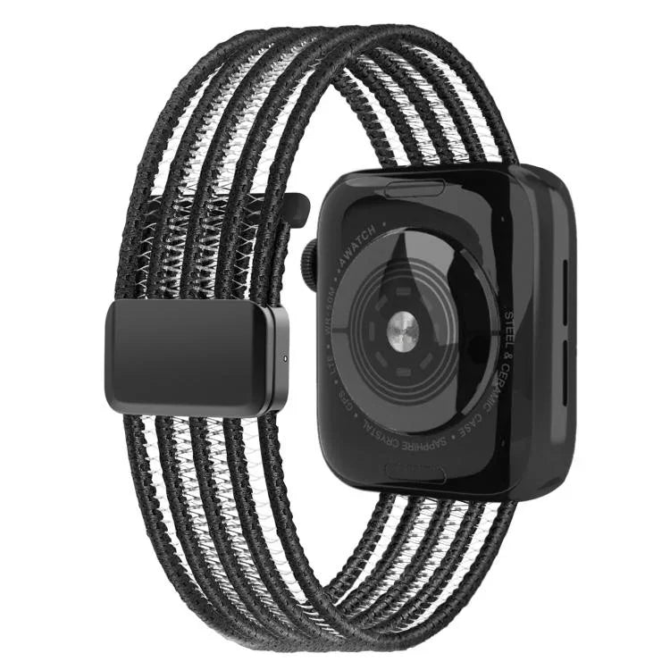 Bracelet de montre en nylon respirant effet fil de pêche, compatible avec Apple Watch 46 mm / 49 mm / 45 mm / 44 mm et Apple Watch S11 42 mm / 41 mm / 40 mm / 38 mm.