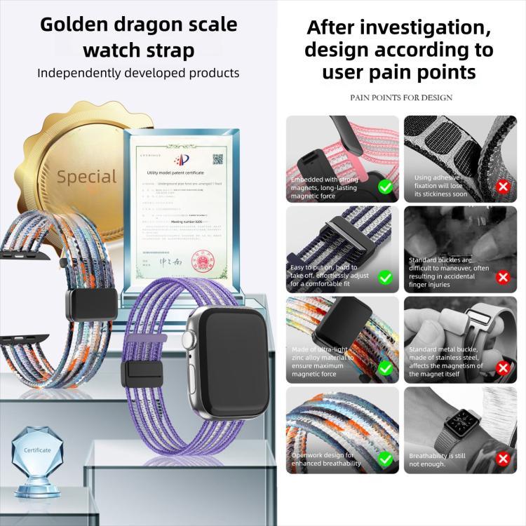 Bracelet de montre en nylon respirant effet fil de pêche, compatible avec Apple Watch 46 mm / 49 mm / 45 mm / 44 mm et Apple Watch S11 42 mm / 41 mm / 40 mm / 38 mm.