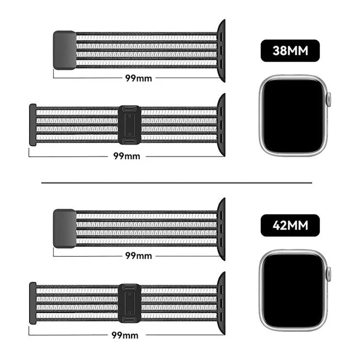 Bracelet de montre en nylon respirant effet fil de pêche, compatible avec Apple Watch 46 mm / 49 mm / 45 mm / 44 mm et Apple Watch S11 42 mm / 41 mm / 40 mm / 38 mm.