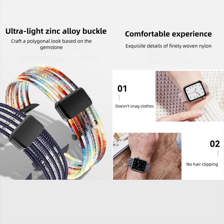 Bracelet de montre en nylon respirant effet fil de pêche, compatible avec Apple Watch 46 mm / 49 mm / 45 mm / 44 mm et Apple Watch S11 42 mm / 41 mm / 40 mm / 38 mm.