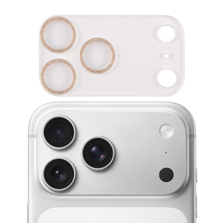 Film d'objectif d'appareil photo en verre trempé Glitter Ring, pour iPhone 17 Pro Max, pour iPhone 17 Pro