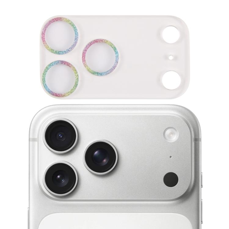 Film d'objectif d'appareil photo en verre trempé Glitter Ring, pour iPhone 17 Pro Max, pour iPhone 17 Pro