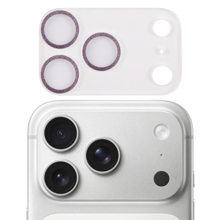 Film d'objectif d'appareil photo en verre trempé Glitter Ring, pour iPhone 17 Pro Max, pour iPhone 17 Pro