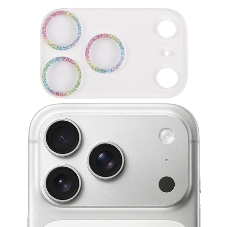 Film d'objectif d'appareil photo en verre trempé Glitter Ring, pour iPhone 17 Pro Max, pour iPhone 17 Pro