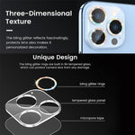 Film d'objectif d'appareil photo en verre trempé Glitter Ring, pour iPhone 17 Pro Max, pour iPhone 17 Pro