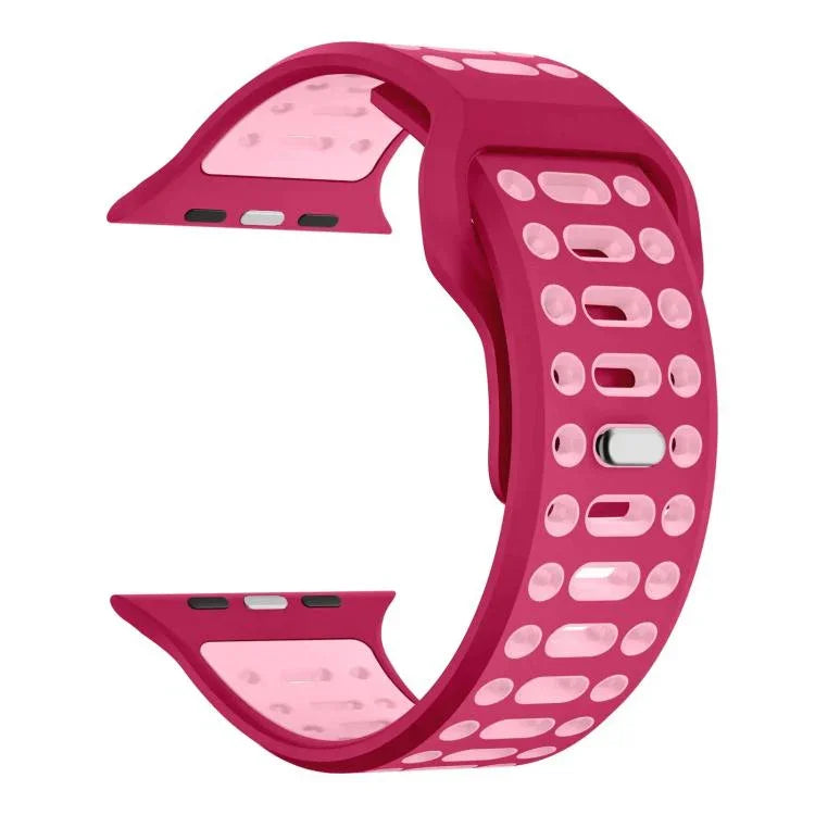 Bracelet de montre sport respirant en silicone bicolore xDfind, pour Apple Watch 46 mm / 49 mm / 45 mm / 44 mm