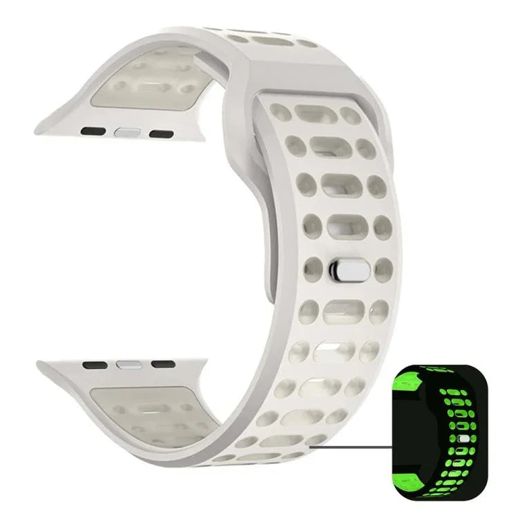 Bracelet de montre sport respirant en silicone bicolore xDfind, pour Apple Watch 46 mm / 49 mm / 45 mm / 44 mm