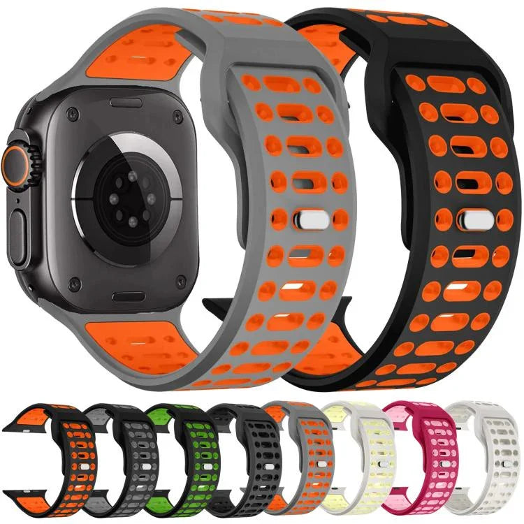 Bracelet de montre sport respirant en silicone bicolore xDfind, pour Apple Watch 46 mm / 49 mm / 45 mm / 44 mm