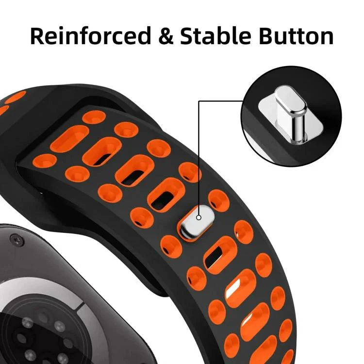 Bracelet de montre sport respirant en silicone bicolore xDfind, pour Apple Watch 46 mm / 49 mm / 45 mm / 44 mm