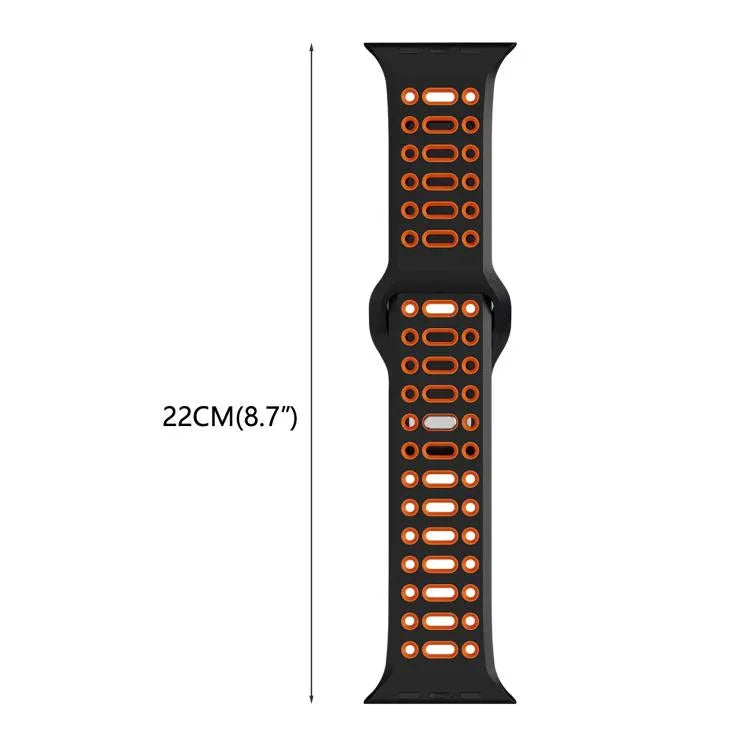 Bracelet de montre sport respirant en silicone bicolore xDfind, pour Apple Watch 46 mm / 49 mm / 45 mm / 44 mm