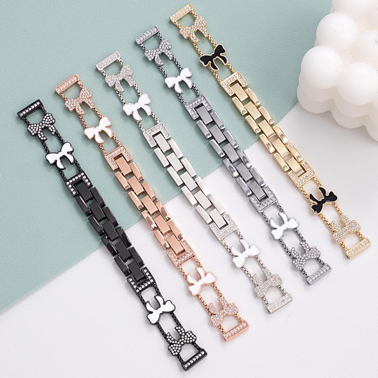Bracelet de montre xDfind à nœud papillon et chaîne en métal serti de diamants, compatible avec Apple Watch 42/44/45/46/49 mm et Apple Watch 38/40/41/S11 42 mm.