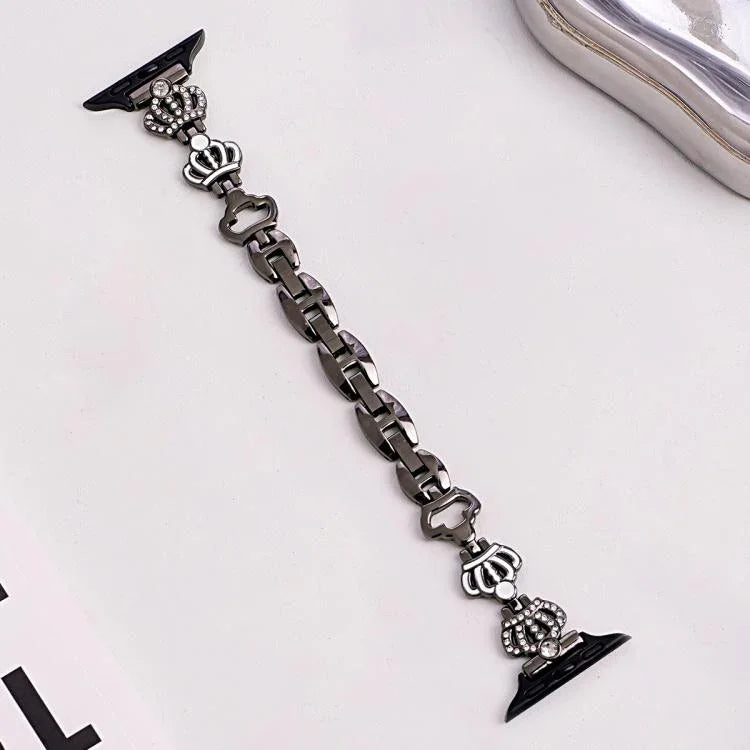 Bracelet de montre xDfind Crown Chain en métal et diamants, compatible avec Apple Watch 42/44/45/46/49 mm et Apple Watch 38/40/41/S11 42 mm.
