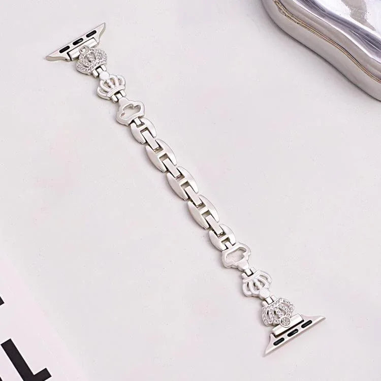 Bracelet de montre xDfind Crown Chain en métal et diamants, compatible avec Apple Watch 42/44/45/46/49 mm et Apple Watch 38/40/41/S11 42 mm.
