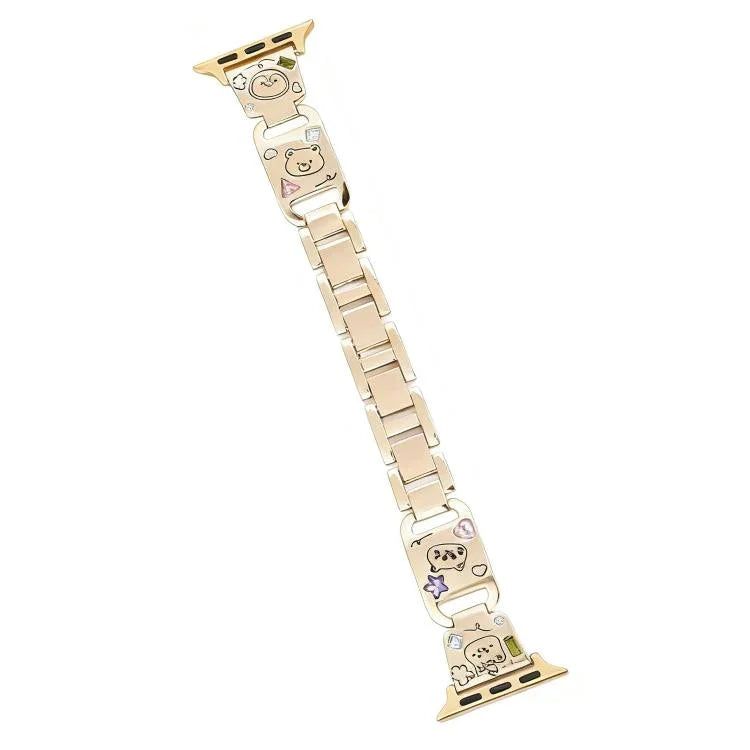 Bracelet de montre xDfind Happy Zoo en métal et diamants, compatible avec Apple Watch 42/44/45/46/49 mm et Apple Watch 38/40/41/S11 42 mm.