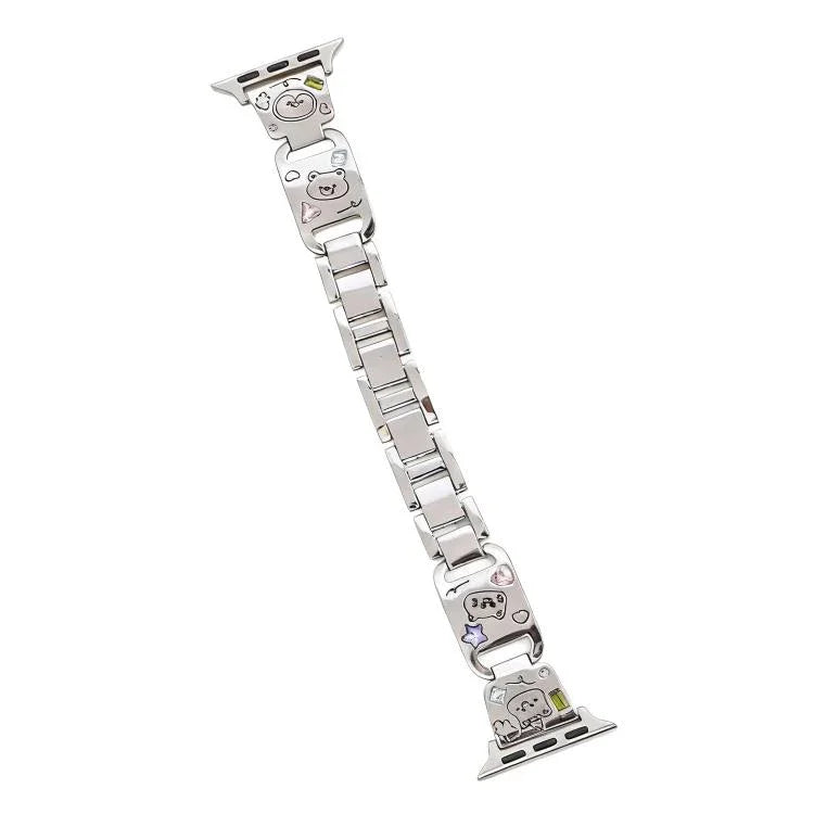 Bracelet de montre xDfind Happy Zoo en métal et diamants, compatible avec Apple Watch 42/44/45/46/49 mm et Apple Watch 38/40/41/S11 42 mm.