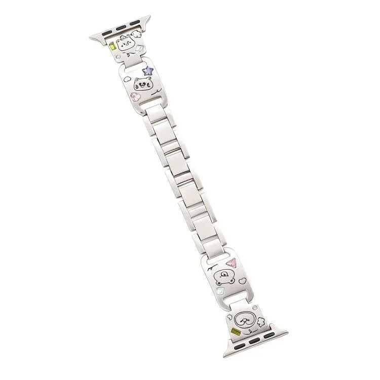 Bracelet de montre xDfind Happy Zoo en métal et diamants, compatible avec Apple Watch 42/44/45/46/49 mm et Apple Watch 38/40/41/S11 42 mm.