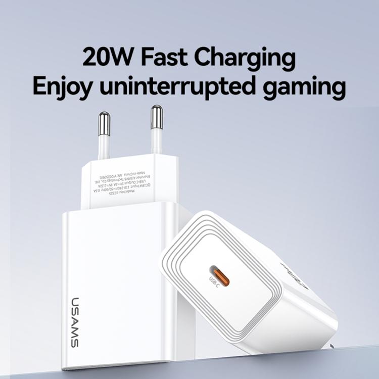 Chargeur rapide à port unique USAMS CC325 T69 PD 20W USB-C / Type-C, CC325