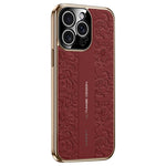 Coque de téléphone PC en cuir uni motif dragon nuage, pour iPhone 14 Pro Max